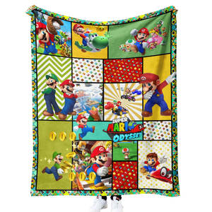 Vente en gros de couvertures en polaire personnalisées imprimées avec des dessins de Mario, couvertures douces en flanelle, édredons, jetés, couvertures, cadeaux pour enfants et adolescents - Product Image 4