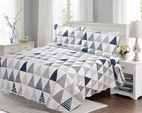 Ensemble de couvre-lit matelassé à ultrasons imprimé, couvre-lit matelassé de luxe imprimé pour toutes les saisons avec couvre-lit et taies d'oreiller