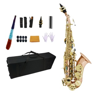 <span class=keywords><strong>Saxophone</strong></span> soprano courbé en cuivre phosphoreux, tonalité BB, cloche courbée en or <span class=keywords><strong>rose</strong></span>, boutons incrustés d'abalone, instrument à vent professionnel - Product Image 5