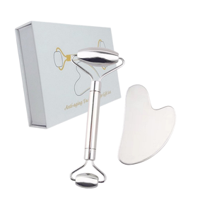 Private label Aço Inoxidável Gua Sha <span class=keywords><strong>roller</strong></span> Ferramentas Faciais <span class=keywords><strong>Guasha</strong></span> para o Rosto Metal Gua Sha <span class=keywords><strong>roller</strong></span> com caixa Personalizada - Product Image 2