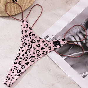 Sous-vêtements en coton naturel côtelé pour femmes élégantes-Conception imprimée avec bretelles fines pour un confort ultime <span class=keywords><strong>Culotte</strong></span> à dos en T - Product Image 4