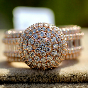 Bague de cocktail plaquée or rose pour femme, forme boule, micro-pavé de zircon cubique, bague de fiançailles et de mariage glamour et tendance - Product Image 1