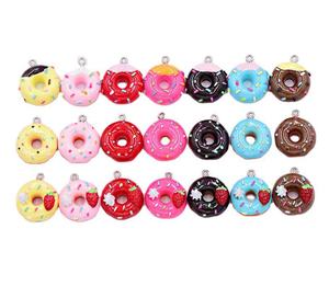Breloques gâteau à donuts en résine, jouets pour enfants, imitation de nourriture, <span class=keywords><strong>dessert</strong></span>, donuts, cadeaux, accessoires - Product Image 1