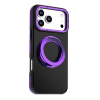 Coque magnétique double couleur avec anneau rotatif et béquille pour iPhone 18 Pro Max, en PC + TPU