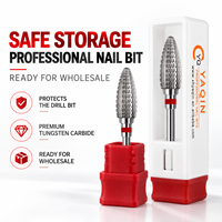 Fraise à ongles professionnelle en carbure de tungstène, forme épi de maïs, argentée, grain fin, tige de 2,35 mm, pour usage en salon de manucure, certifiée CE, OEM
