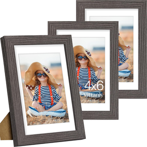 Rustic Retro Wall Hanging Set of 3 Tempered Glass Solid Oak Wood <b>Picture</b> <b>Frame</b> with Mat <b>8x10</b> - Product Image 1