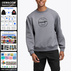 Wholesale Custom Flat Embroidery Cotton Polyester Blend Anti-Wrinkle Sports Sweatshirt Solid Color <b>Men's</b> Fleece Sweatshirt - Product Image 1