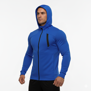 Fashion Custom Blank Men Nylon Set With Zipper High Quality Casual Hoodies And Sweat Pants Set For Men - Product Image 4