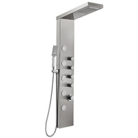 Ensemble de douche de pluie multifonction Colonne de douche murale à cascade noire avec panneau de douche avec chauffage