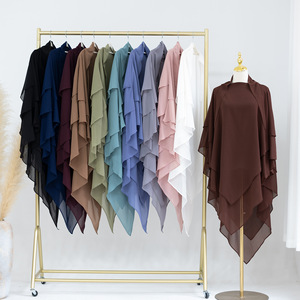 Nuovo Khimar 2026 a Due Strati Davanti e Tre Strati Dietro in Chiffon Fluido, Vestibilità Comoda e Copertura Totale |   Hijab Istantaneo One Piece, Khimar <span class=keywords><strong>da</strong></span> Preghiera per Donne - Product Image 2