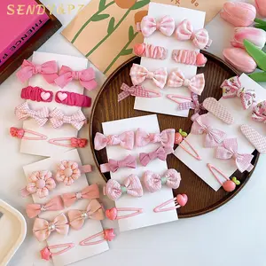 Sweet Kids Girls 8Pcs/set Pink Bows Hairpins Sets Cute Flowers Hair pin Children Hair Clips Accessories