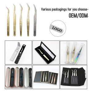 Pinzette per ciglia all'ingrosso con etichetta privata punta in fibra con impugnatura diamantata pinzette per Extension ciglia in oro sabbia - Product Image 5