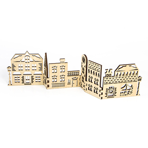 Decoraciones navideñas de madera Corte láser personalizado Escena de soporte de pueblo navideño de madera para decoración de luz de <span class=keywords><strong>estufa</strong></span> - Product Image 2