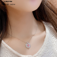 Pendentif en forme de coeur Bijoux en argent Morgan Pink Heart Charm Silver 925 Sterling Luxury Necklace