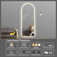 Vente directe d'usine - Miroir mural décoratif sans cadre en forme d'arche, miroir de corps entier à LED fonctionnant sur piles avec éclairage LED