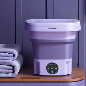 1 adet 8l katlanır çamaşır makinesi Mini taşınabilir çamaşır makinesi iç çamaşırı sutyen çorap çamaşır makinesi kamp Rv seyahat için uygun