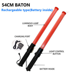 Bastón de Tráfico de Plástico YW-CM540 de 54 cm, Luz de Advertencia LED Intermitente, Alimentado por Batería, para Seguridad, Tubo Delgado, Tipo Regular - Product Image 4