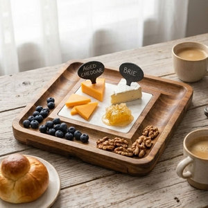 Ensemble <span class=keywords><strong>de</strong></span> planches à <span class=keywords><strong>charcuterie</strong></span> en bois d'acacia, couteaux à <span class=keywords><strong>fromage</strong></span>, cadeau <span class=keywords><strong>de</strong></span> déménagement personnalisé, grande planche à <span class=keywords><strong>fromage</strong></span> en bambou pour les mariages - Product Image 2