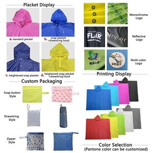 Imperméable carré pour adulte avec logo personnalisé, 100% imperméable, noir, réutilisable, poncho de pluie biodégradable en EVA avec capuche respirante - Product Image 6