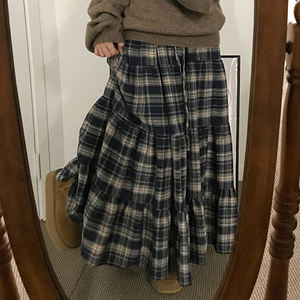 Jupe longue étagée patchwork style rétro britannique pour femme, coupe trapèze taille haute, chic et décontractée, tenue vintage tendance - Product Image 2