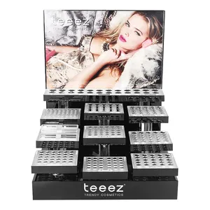 Luxo Acrílico Levou Maquiagem Escova Display Lipgloss Produto Display Stand Countertop Cosméticos Batom Display Rack