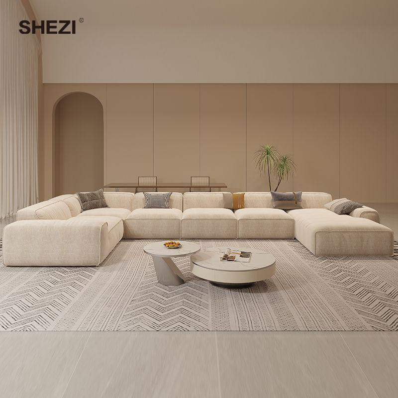 SHEZI Modern L-Shape Velvet Fabric Modular Sectional Sofa Set Canape ...