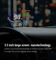 Affichage tête haute (HUD) numérique LCD 5,5' pour voiture, projecteur numérique, interface OBD2 II, système d'alarme de survitesse A8