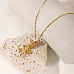 Stainless Steel Jewelry Valentines Day <strong>Gift</strong> 18K Gold Rose Flower Necklace Girlfriend <strong>Wife</strong> Women <strong>Birthday</strong> <strong>Gifts</strong> - Product Image 3