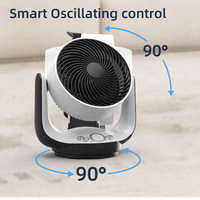 Ventilateur de table pour chambre à coucher avec circulation d'air, oscillation 3D, lumière LED nocturne, vitesse variable en continu, télécommande et minuterie