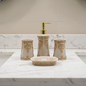 Set da Bagno di Lusso in Resina, Accessori Decorativi per Hotel 5 Stelle, Dispenser per Lozione, Design Retrò - Product Image 3