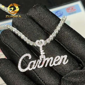 Şık <span class=keywords><strong>10K</strong></span> katı beyaz altın özel ad ilk mektup kolye kolye 6.66G Natural ct VS doğal elmas kolye - Product Image 1