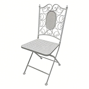 Silla Plegable de Metal para Jardín, Estilo Bistro <span class=keywords><strong>Barcelona</strong></span>, Color Blanco Antiguo, para Bodas - Product Image 2