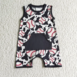 Ropa de verano para bebé recién nacido, mono sin mangas con estampado de béisbol, trajes de 0 a 2 años - Product Image 6