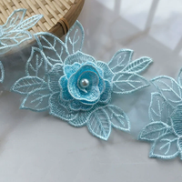 Dentelle florale 3D perlée double couche brodée personnalisable 8,4 cm de large pour vêtements, sacs, textiles, accessoires DIY, qualité AA