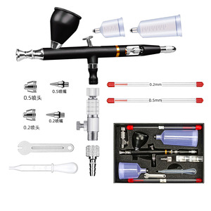 Ensemble d'aérographes avec buses de 0,2 mm et 0,5 mm, alimentation par gravité, double action, réglable, pour art, maquillage, artisanat du cuir, retouches de peinture - Product Image 1