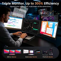Moniteur d'extension d'écran portable 2026 pour ordinateur portable, 15,6 pouces, 1080P FHD, triple écran, USB-C/IPS, Plug & Play, compatible avec les ordinateurs portables
