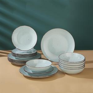 Campione disponibile set di stoviglie personalizzate in ceramica set di stoviglie smaltate colorate set <span class=keywords><strong>da</strong></span> cena in gres <span class=keywords><strong>servizio</strong></span> stoviglie in gres per <span class=keywords><strong>6</strong></span> - Product Image 1