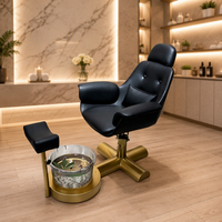 Nouveau design Fauteuil de pédicure et manucure de luxe moderne, pivotant et réglable, sans plomberie, avec base dorée, pour salon de beauté et spa, pour soins des pieds
