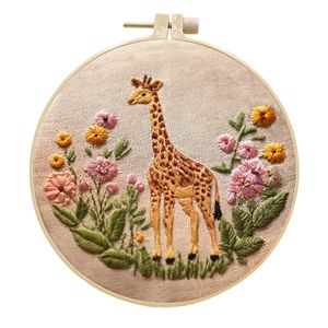 Giraffa fai da te ricamo Kit di lavoro manuale con ricamo cerchi fili punzonatura ago punto croce Kit ricamo - Product Image 3