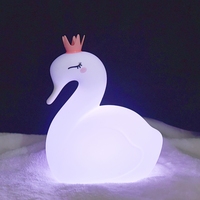 Veilleuse en silicone en forme de cygne, rechargeable, pour chambre d'enfant, avec interrupteur, mini, changeant de couleur, design Kawaii