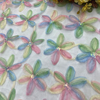 Fournisseur d'usine Ruban 3D Design tendance Fleur Paillettes Broderie dentelle Tissu brodé