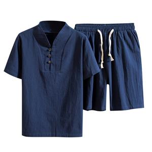 2026 NOVO KJ Homens 2 Peça Set Linho Bolso Sólido Respirável Casual Mens Suit Roupas de Negócios Camisa Fina Prom Longo - Product Image 5