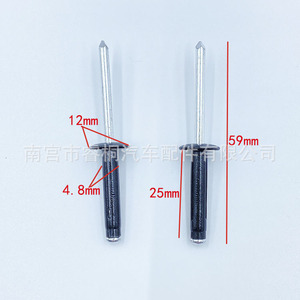 Remache ciego negro Shuangxuan de 4.8mm, 25mm, 12mm, tipo abierto para aluminio y hierro - Product Image 1