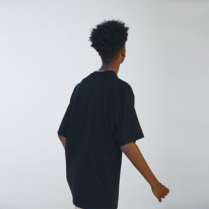 T-shirt Homme Streetwear Oversize en Coton Tissé 100% Coton, Col Épais Uni, Impression Personnalisée Sérigraphiée, Style Hip Hop - Product Image 3