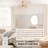 JYLIGHTING Araña de Cristal Ventilador de Techo con Luz y Control Remoto Flor Ventilador de Techo para Comedor Sala de Estar Cama