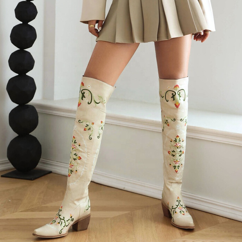 QUTAA Botas Por Encima De La Rodilla De Talla 34 43 Para Mujer, Botin Informal Con Cordon