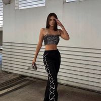 Haut extensibles à paillettes pour femmes,, nouveau modèle de discothèque, vêtements décontractés, Sexy, petits carrés, ample, droit