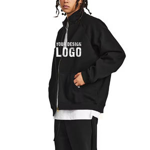 Wholesale OEM Stand Collar Full Zip Plus <b>Fleece</b> <b>Men's</b> Hoodies Fashion Casual Drop Shoulder Zipped <b>Cardigan</b> <b>Mens</b> Hoodies - Product Image 6