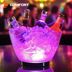 Discothèque Party Seaux à glace en bouteille de <span class=keywords><strong>champagne</strong></span> à double poignée pour les fêtes Seau à glace à vin léger multicolore en plastique transparent - Product Image 1