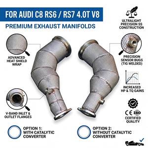 ท่อไอเสียแบบ Vortex Thermal Heat Shield สำหรับ Audi C8 RS6 Avant RS7 Sportback 4.0T V8 ปี 2020-2024 ชุดท่ออัพเกรดแบบ Bolt-On - Product Image 1
